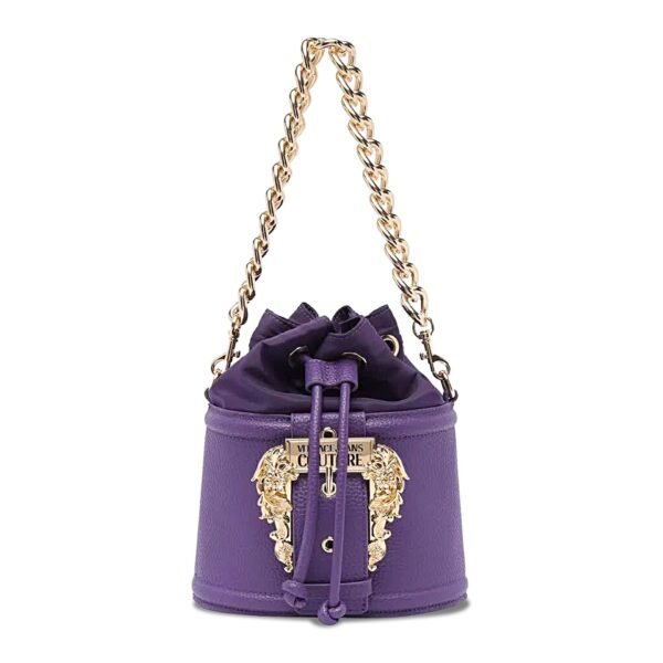 Versace Jeans Borsa a Secchiello Viola con Dettagli Dorati e Manico a Catena Borse a spalla Donna