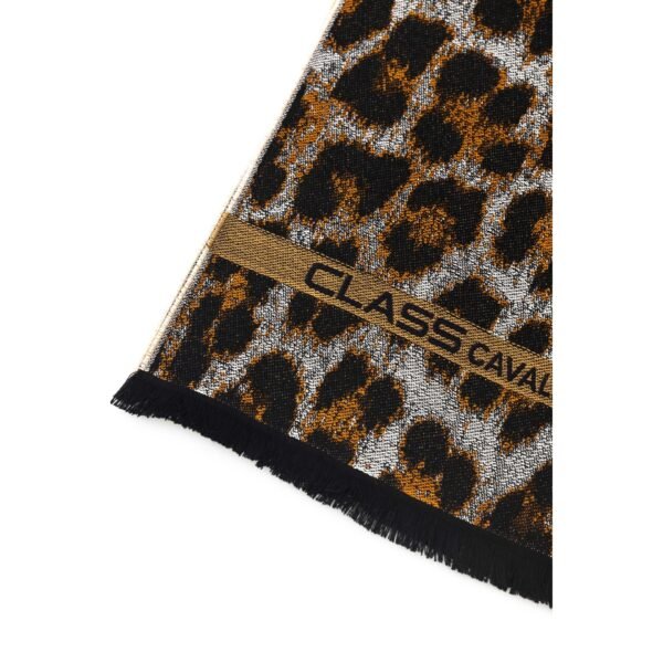 Cavalli Class Sciarpa Motivo Animalier Leopardato in Lana e Acrilico con Logo Sciarpe Uomo - immagine 2