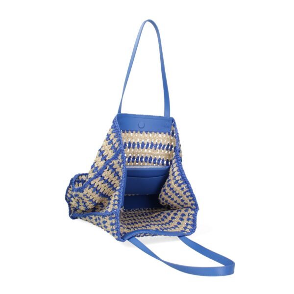 Viola Castellani Borsa a Spalla in Tessuto Intrecciato con Dettagli in Pelle Blu Borse a spalla, Donna