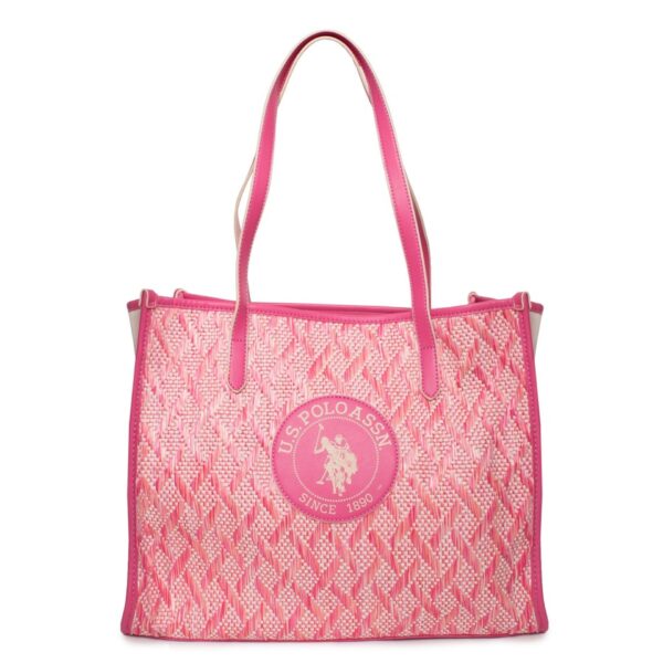 U.S. Polo Assn Borsa a Spalla con Motivo a Zig-Zag e Dettagli Rosa Borse a spalla, Donna