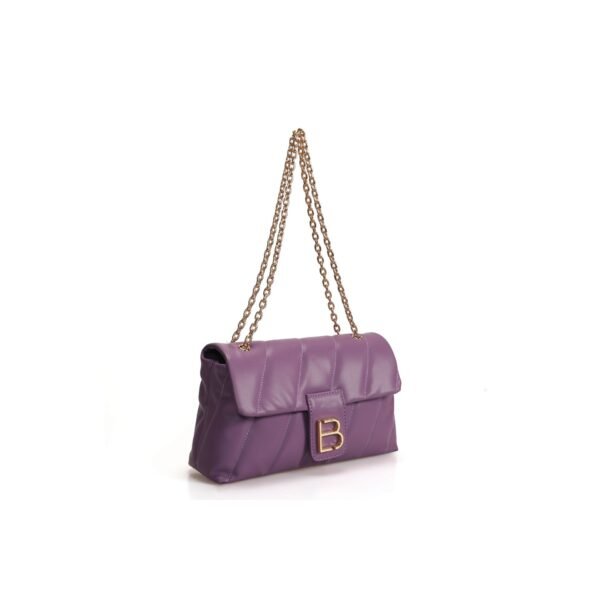 Lucky Bees Borsa Viola Trapuntata con Catena e Dettagli Eleganti Borse a spalla Donna - immagine 2