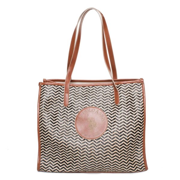 U.S. Polo Assn Borsa a Spalla con Motivo a Zig-Zag e Dettagli Marroni Borse a spalla, Donna