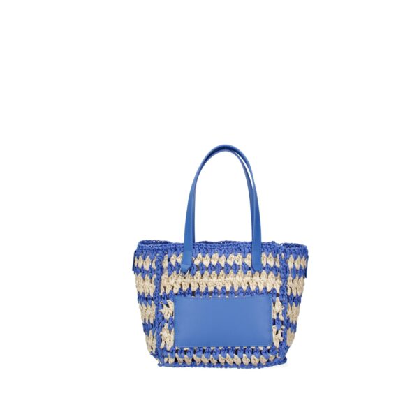 Viola Castellani Borsa a Spalla in Tessuto Intrecciato con Dettagli in Pelle Blu Borse a mano, Donna