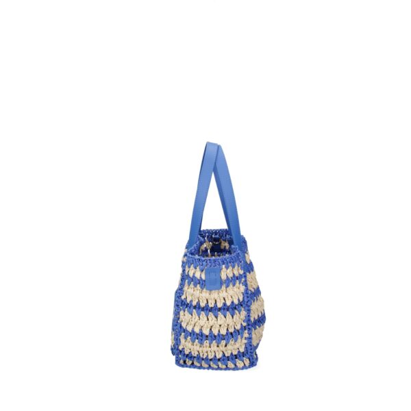 Viola Castellani Borsa a Spalla in Tessuto Intrecciato con Dettagli in Pelle Blu Borse a mano, Donna