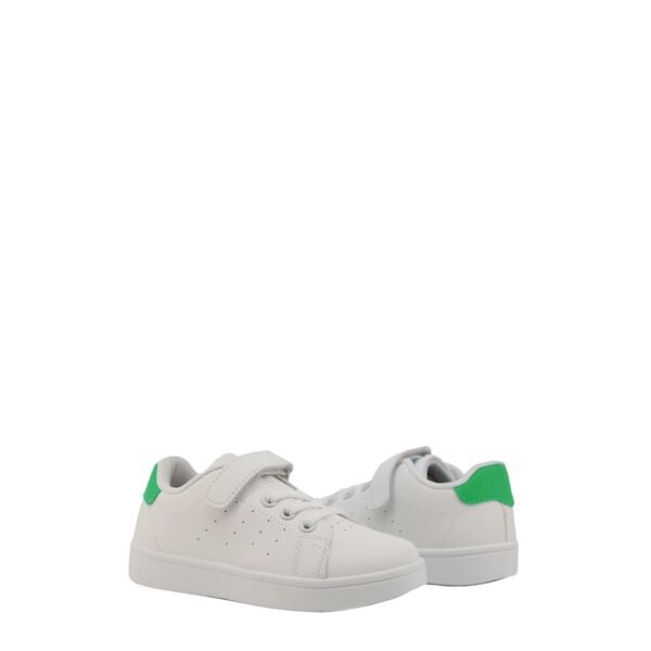 Shone Scarpa sportiva bambino bianco verde con punta tonda e strappo Sneaker - immagine 2