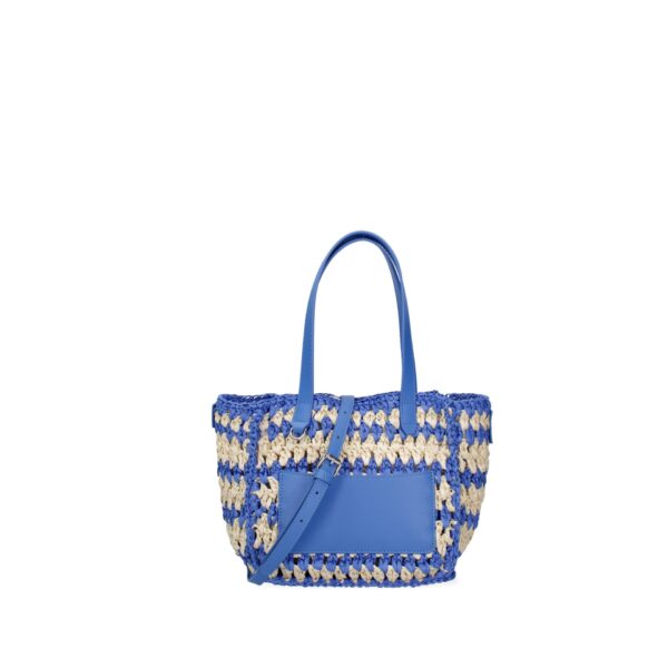 Viola Castellani Borsa a Spalla in Tessuto Intrecciato con Dettagli in Pelle Blu Borse a mano, Donna