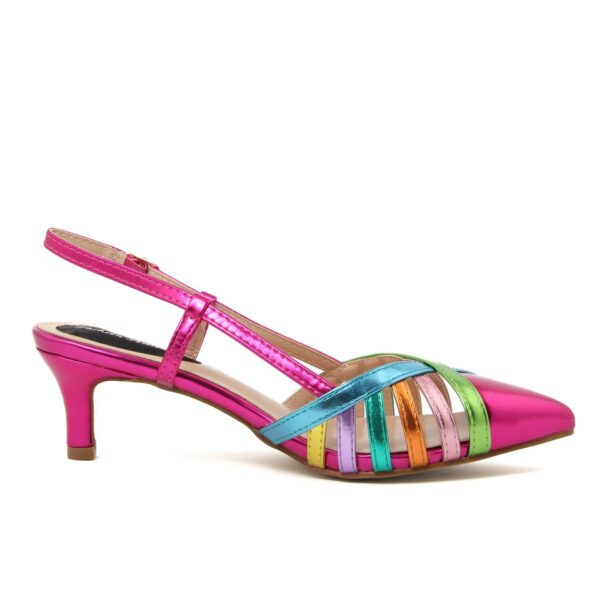 Fashion Attitude Scarpe Slingback Fucsia con Dettagli Multicolori e Tacco Basso Scarpe