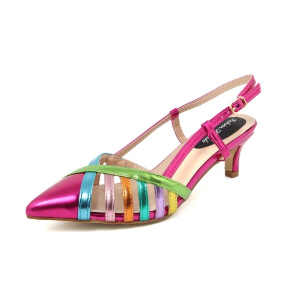 Fashion Attitude Scarpe Slingback Fucsia con Dettagli Multicolori e Tacco Basso Scarpe