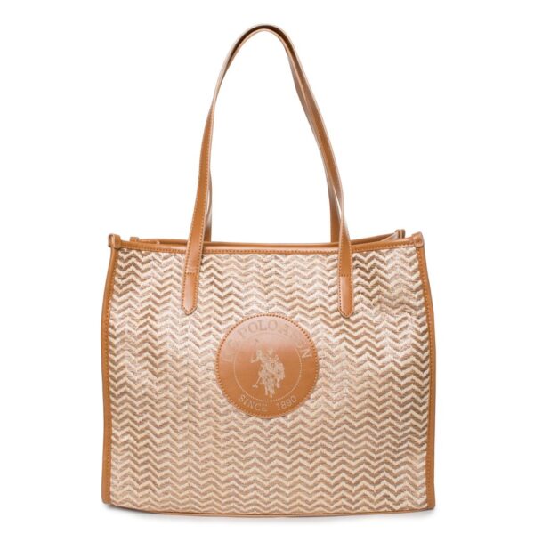 U.S. Polo Assn Borsa a Spalla con Motivo a Zig-Zag e Dettagli Beige Borse a spalla, Donna