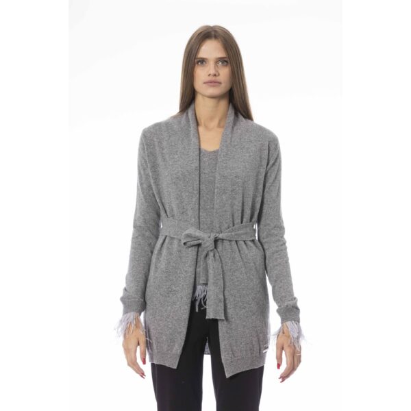 Baldinini Trend Cardigan Donna Grigio Acciaio con Cintura Maglie