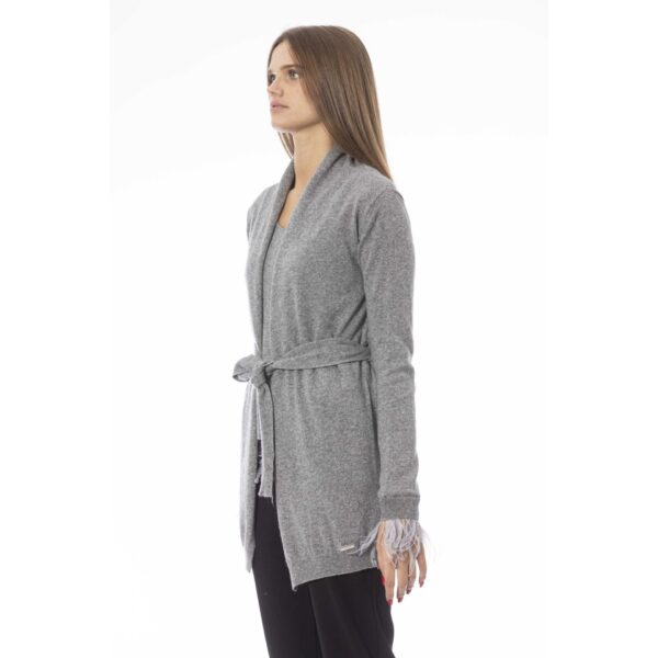 Baldinini Trend Cardigan Donna Grigio Acciaio con Cintura Maglie