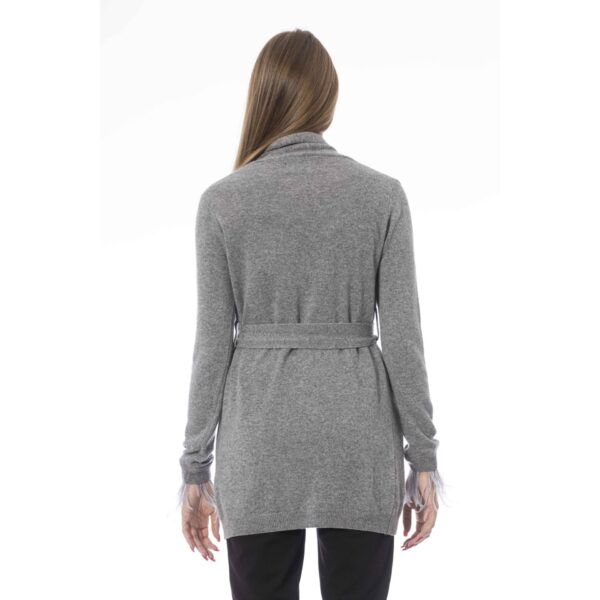 Baldinini Trend Cardigan Donna Grigio Acciaio con Cintura Maglie