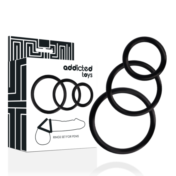 ADDICTED TOYS - SET DI ANELLI PER PENE NERO - immagine 2