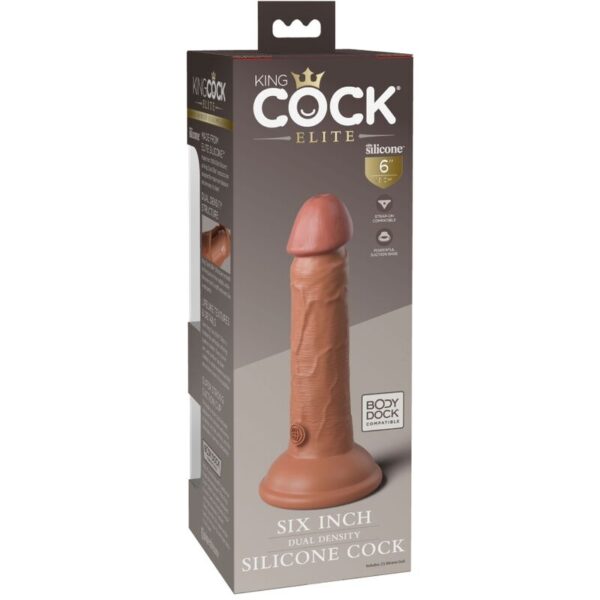 KING COCK - ELITE DILDO REALISTICO IN SILICONE 15.2 CM CARAMEL - immagine 5