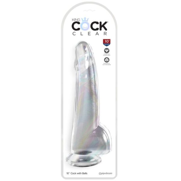 KING COCK - CLEAR DILDO CON TESTICOLI 19 CM TRASPARENTE - immagine 2