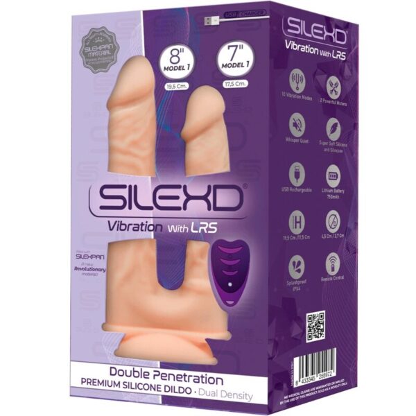 SILEXD - MODELLO 1 PENE REALISTICO VIBRATORE DOPPIA PENETRAZIONE PREMIUM SILEXPAN TELECOMANDO IN SILICONE 17.5 / 19.5 CM