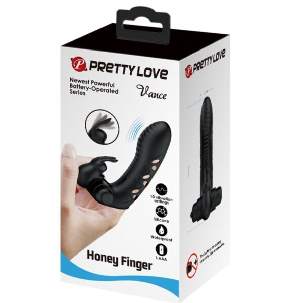 PRETTY LOVE - COPERTURA PER DITA VIBRATORE CONIGLIO NERO VANCE - immagine 9