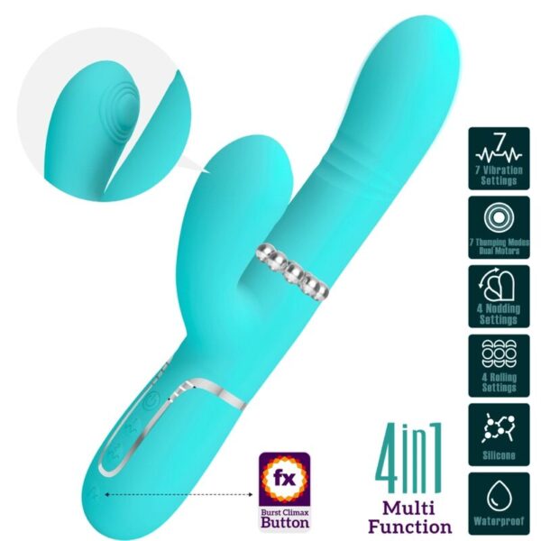 PRETTY LOVE - VIBRATORE MULTIFUNZIONE G-SPOT VERDE ACQUA - immagine 3