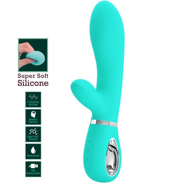 PRETTY LOVE - VIBRATORE MULTIFUNZIONE G-SPOT THOMAS VERDE ACQUA - immagine 7