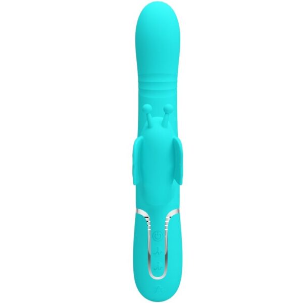 PRETTY LOVE - VIBRATORE MULTIFUNZIONE RABBIT 4 IN 1 FARFALLA VERDE ACQUA - immagine 2