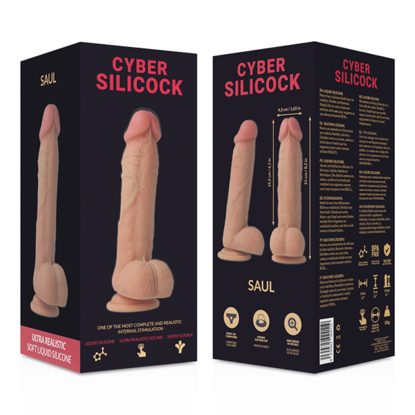 CYBER SILICOCK - STRAP-ON SAUL IN SILICONE LIQUIDO CON 3 ANELLI IN OMAGGIO 15.5 CM -O- 4.2 CM - immagine 8