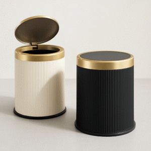 Pattumiera leggera di lusso Wastbasket Press con coperchio per ufficio soggiorno bagno pattumiera rotonda con secchio interno rimovibile