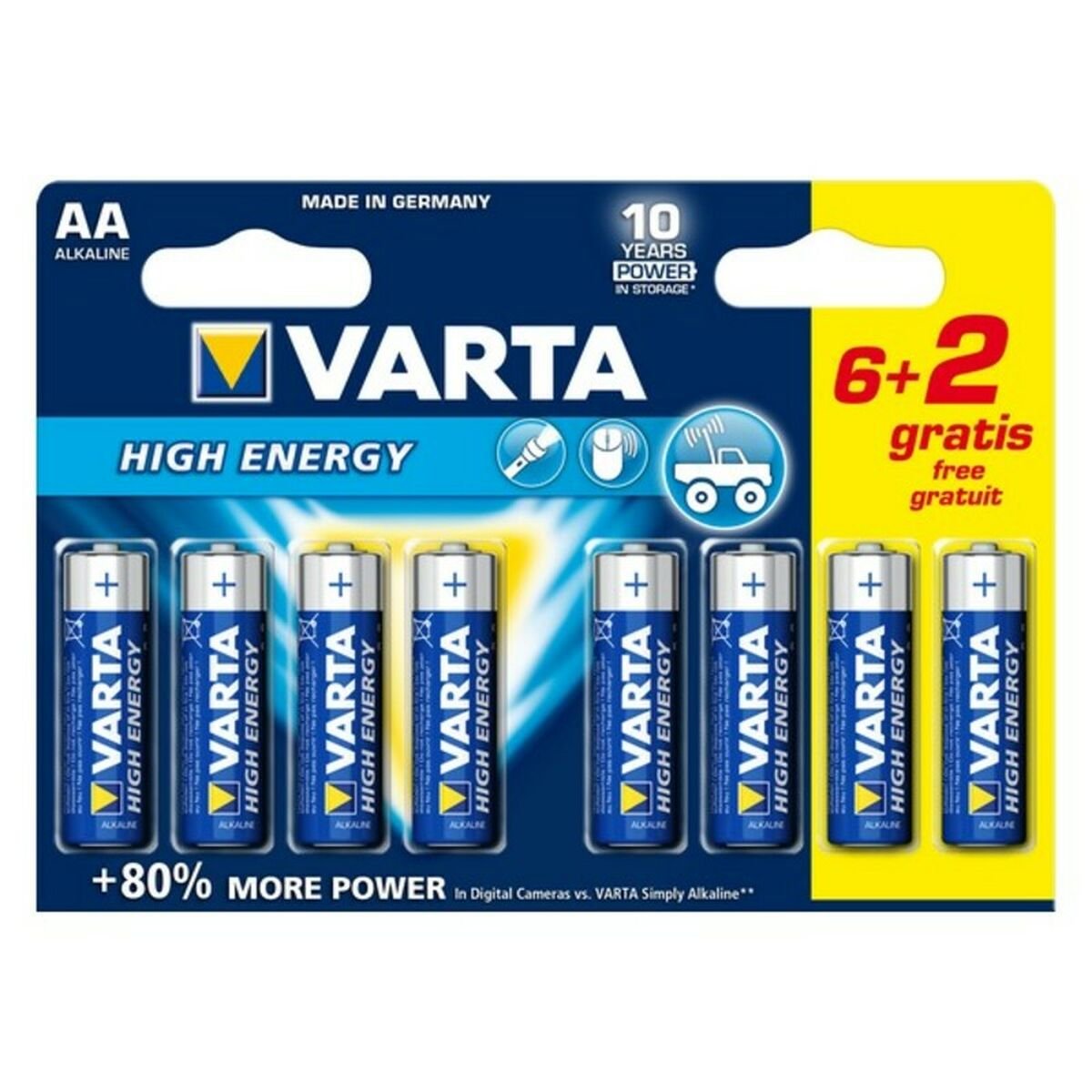 Batteria Alcalina Varta LR6 AA 15V High Energy (8 pcs)