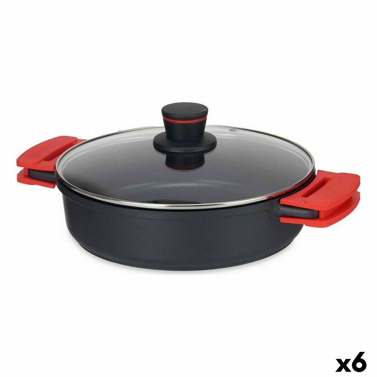 Casseruola con coperchio 28 x 75 cm Nero Alluminio (6 Unità)