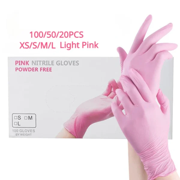 100/50/20PCS Guanti in nitrile monouso rosa chiaro