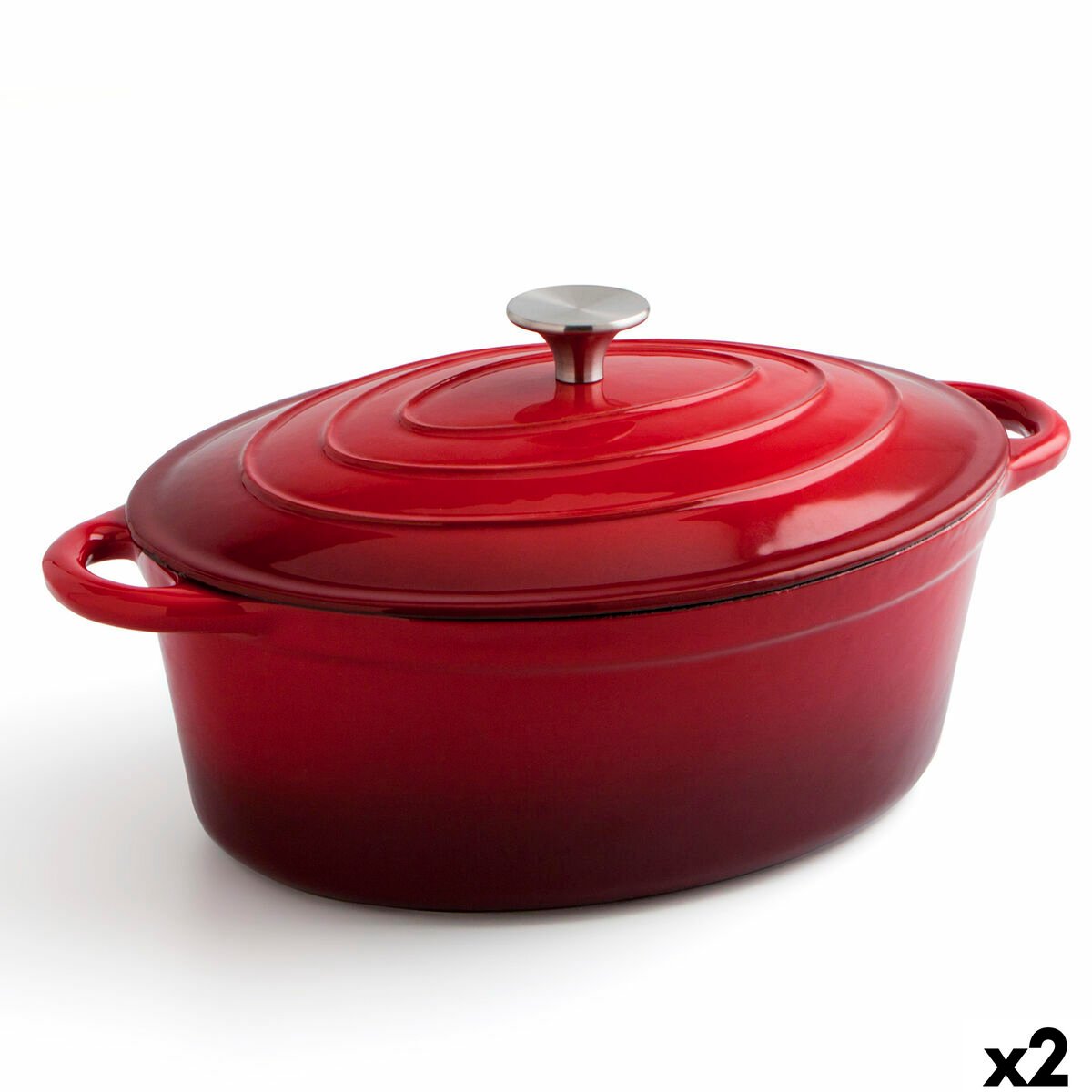 Casseruola con coperchio Bidasoa Fierro Rosso 43 L 30 x 23 cm (2 Unità)