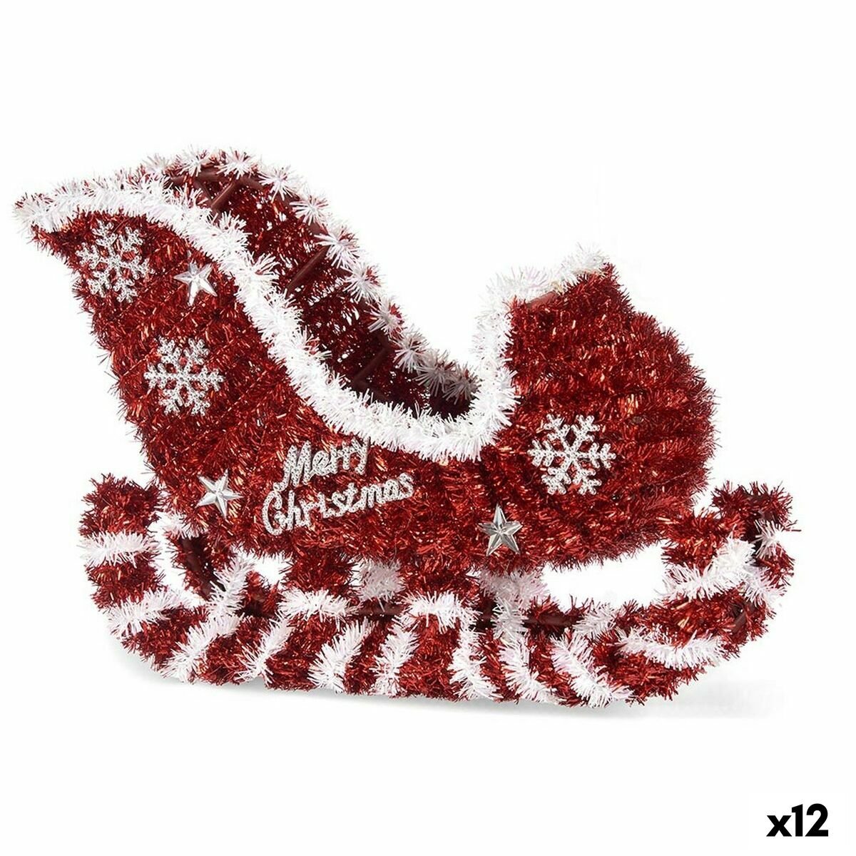 Statua Decorativa Slitta Tinsel Bianco Rosso polipropilene PET 325 x 23 x 12 cm (12 Unità)