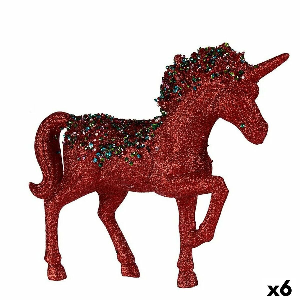Statua Decorativa Unicorno Rosso Plastica 95 x 31 x 40 cm (6 Unità)