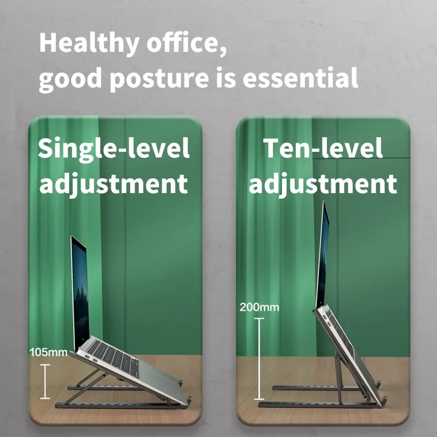 Supporto portatile per notebook in ABS pieghevole per MacBook Air e Pro 13-16 pollici Dell HP Lenovo e Superficie con cuscinetti antiscivolo - immagine 5