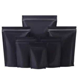 100 pz Opaco Mylar Foil Stand Up Bag Zip Lock Reclosable Riutilizzabile Strappo Notch Doypack Cibo Snack Sacchetti di chicchi di caffè macinati