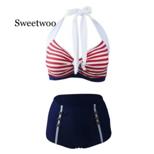 Costume da bagno bikini da donna set sexy a righe con push up per la spiaggia