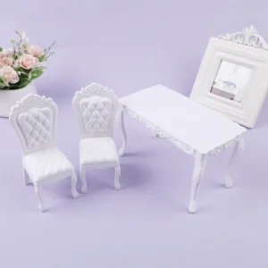 Accessorio per Casa delle Bambole 1:6 Sedia da Tavolo e Sedia da Scrivania per Decorazione Cucina Giocattoli per Bambini