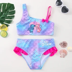Lilo Stitch Ragazze Tankini Costumi da bagno Estate Abbigliamento da spiaggia Bambini I bambini indossano costumi da bagno Abiti bikini a due pezzi Moda