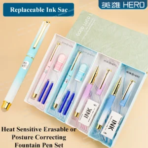 Penne ergonomiche Hero stilografica cancellabile a caldo set inchiostro barile sfumato EF pennino cappuccio calligrafia firma forniture scrittura
