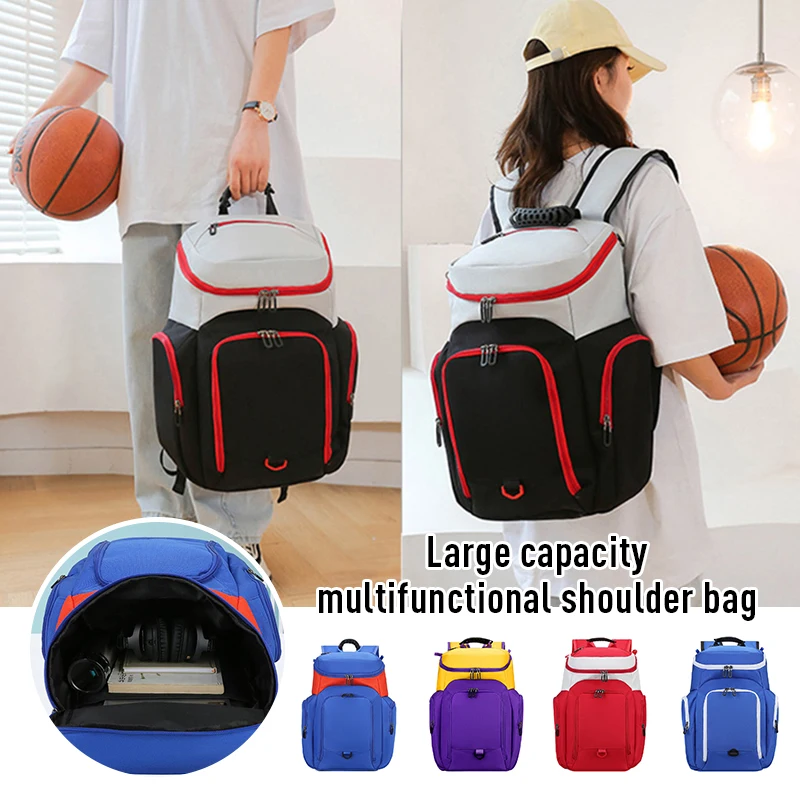 Zaino sportivo multifunzionale per basket e calcio con scomparto per scarpe e palloni grande capacità ideale per uomini donne e bambini