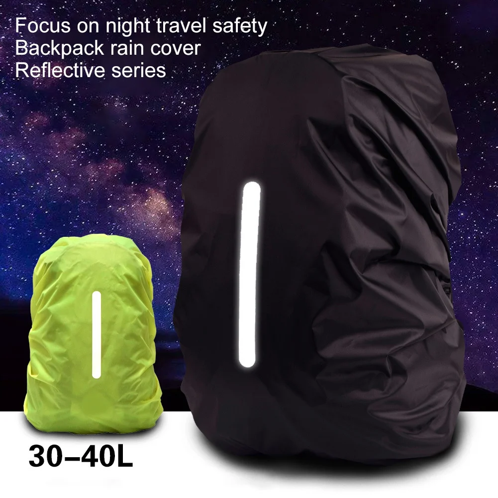 Zaino impermeabile riflettente con copertura antipioggia per ciclismo e escursionismo 30-80L luce di sicurezza per attività all'aperto di notte - immagine 3