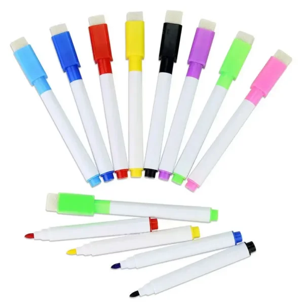 Set di 10 Pennarelli Magnetici Cancellabili per Lavagna Facili da Pulire Antigraffio Design Colorato per Ufficio - immagine 3