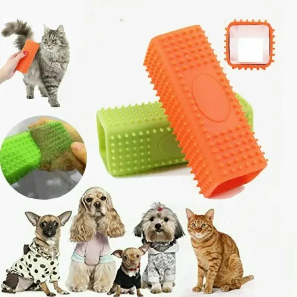 Spazzola in silicone per depilazione animale domestico efficace per cani e gatti con gomma cava per rimuovere i peli - immagine 3