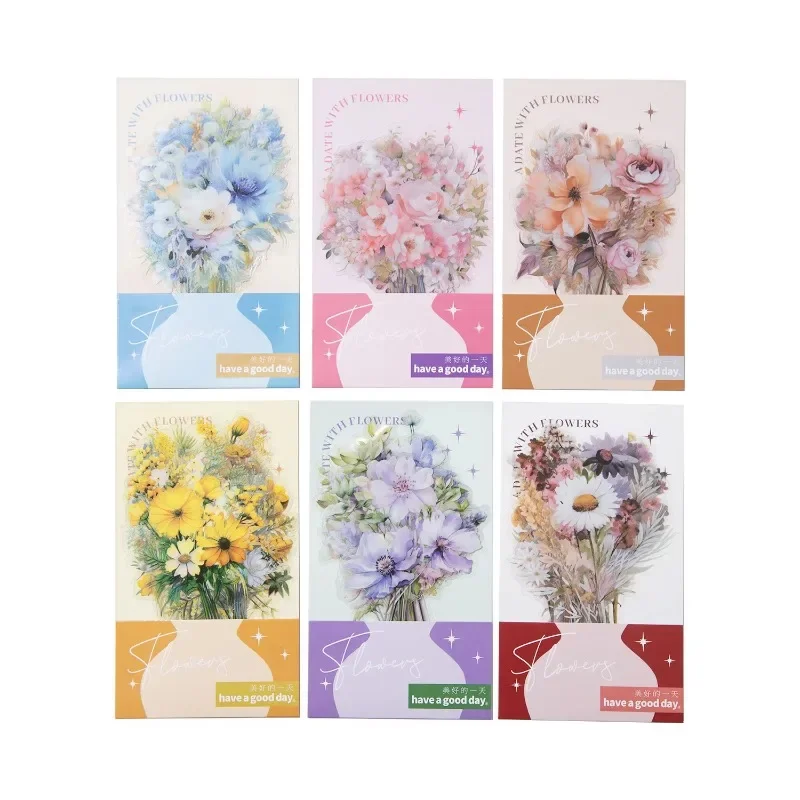 Confezione da 10 fogli di cancelleria con bouquet di fiori in materiali fatti a mano adesivi fai da te per scrapbook 187x106mm - immagine 3