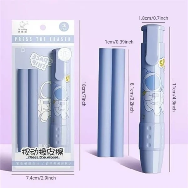 Set di gomme da cancellare a penna con nucleo sostituibile design cartone animato per bambini ricarica morbida in gomma per matita gomma retrattile - immagine 5