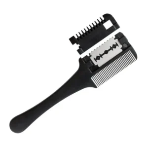 Pettine per taglio capelli manico nero con lame di rasoio strumenti per parrucchiere e styling fai da te