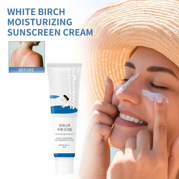 Crema Solare Idratante SPF50 Protezione UV Resistente all'Acqua Succo di Betulla 1/3/5 Pezzi - immagine 3