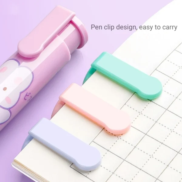 Set di gomme da cancellare a penna con nucleo sostituibile design cartone animato per bambini ricarica morbida in gomma per matita gomma retrattile - immagine 2