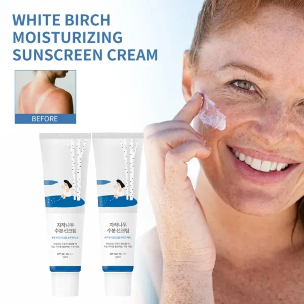 Crema Solare Idratante SPF50 Protezione UV Resistente all'Acqua Succo di Betulla 1/3/5 Pezzi - immagine 2