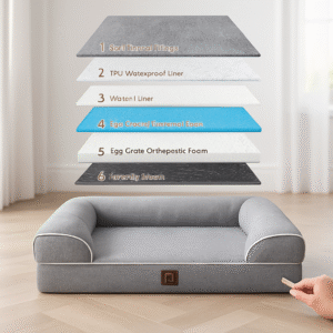 Cuccia in Memory Foam Impermeabile Sfoderabile e Lavabile in Lavatrice