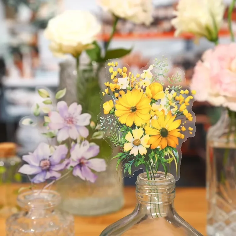 Confezione da 10 fogli di cancelleria con bouquet di fiori in materiali fatti a mano adesivi fai da te per scrapbook 187x106mm - immagine 5